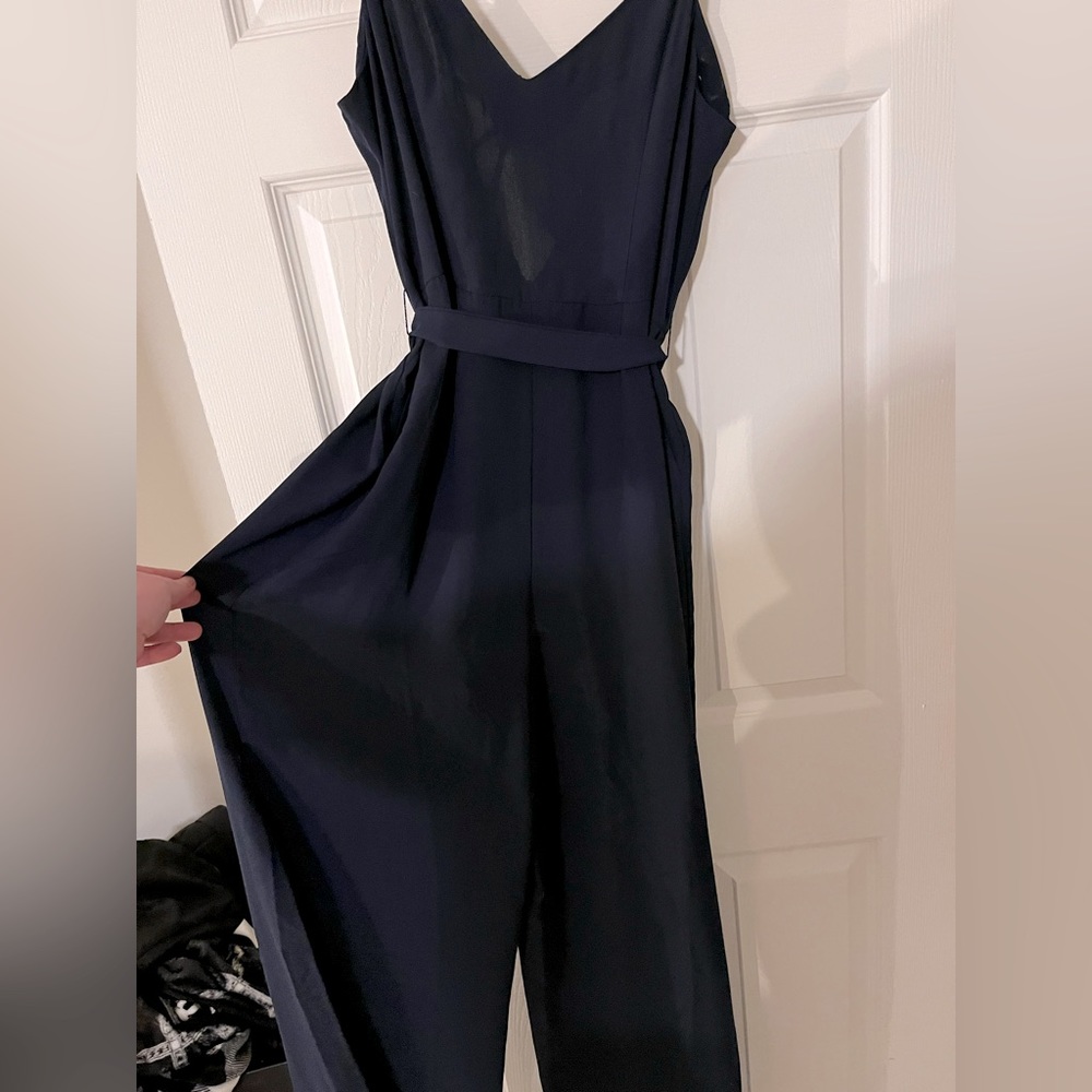 Navy wide leg spaghetti strap jumpsuit